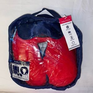 NÁUTICA 4 SET TRAVEL PILLOW, EYE MASK TRAVEL PLASTIC BOTTL AND REUSABLE PCV BAG